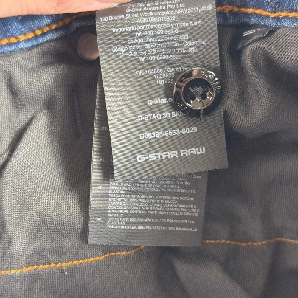 G-Star Raw D-Staq 3D Skinny Paint Splatter Distressed Jeans 29x30‎ Indigo Blue